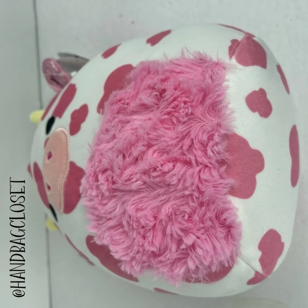 Squishmallow Pink Cow Evangelica Stuffed Animal and Keychain Set